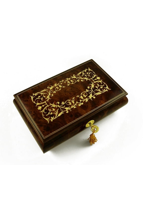 Contemporary 30 Note Italian Musical Jewelry Box with Arabesque Design - Scarsborough Fair