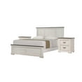 thumbnail image 1 of Contemporary 3pc Panel Full Size Bed and 2x Nightstand Bedroom Set Wooden Furniture Chalk Finish, 1 of 5