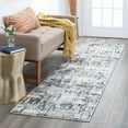 thumbnail image 1 of Contemporary 3x10 Area Rug (2'7'' x 9'10'') Abstract Gray, Teal Indoor Runner Easy to Clean, 1 of 8