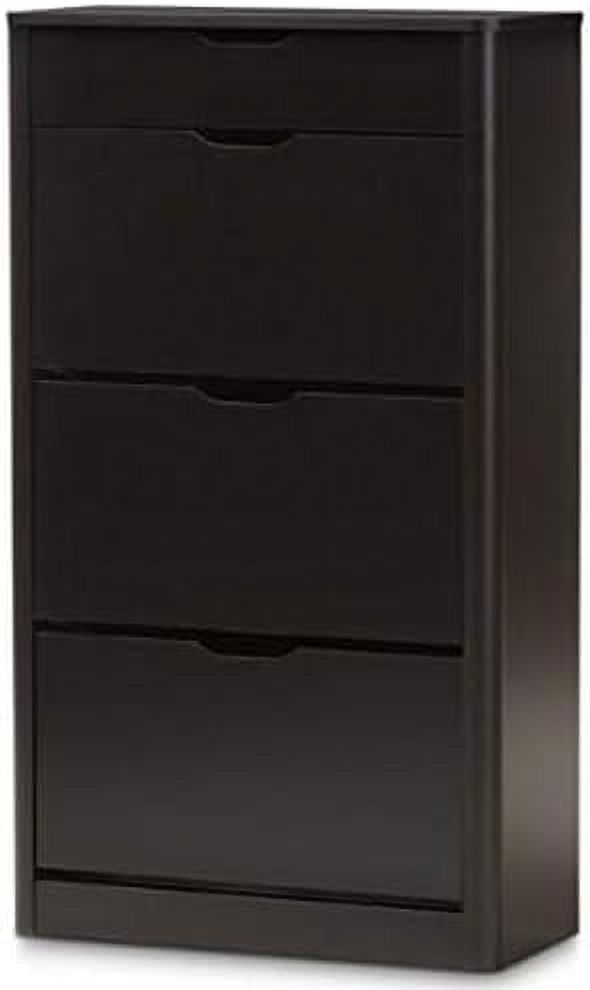 Contemporary 4 Drawer Shoe In Black Finish