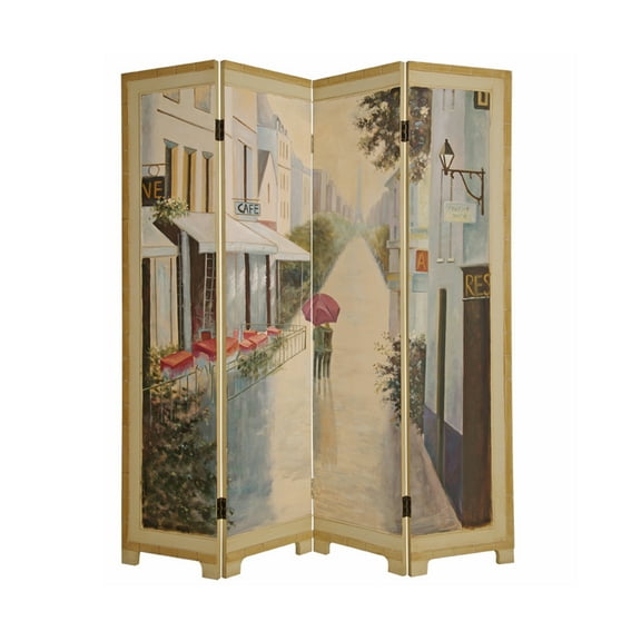 Contemporary 4 Panel Paris Promenade Screen Room Divider