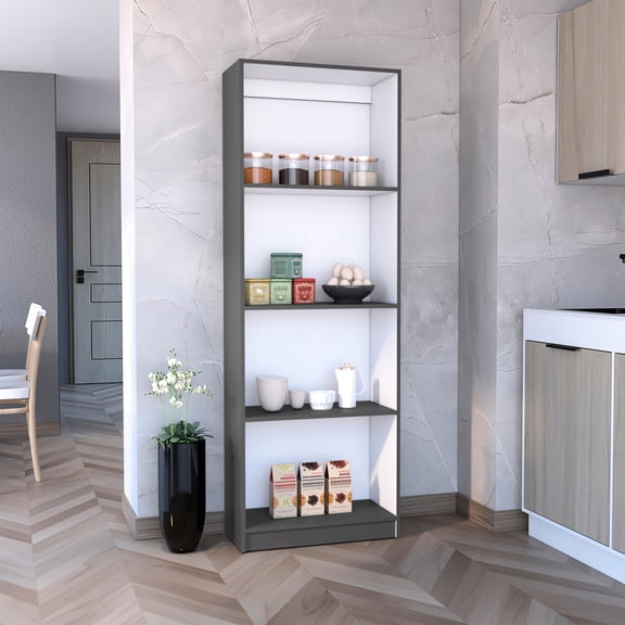 Contemporary 4-Shelf Unit - Matt Gray/White - Store and Showcase Your Collections