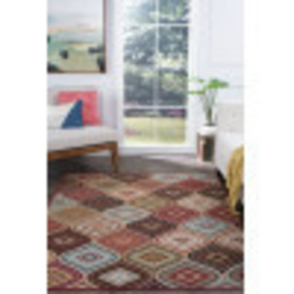 Contemporary 4x6 Area Rug (3'11'' x 5'3'') Geometric Multi-Color Indoor Rectangle Easy to Clean