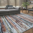 thumbnail image 1 of Contemporary 4x6 Area Rug (4' x 5'3'') Stripe Brown, Cream Indoor Rectangle Easy to Clean, 1 of 7
