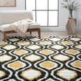 thumbnail image 1 of Contemporary 4x6 Area Rug Shag Thick (4' x 5'3'') Geometric Gold, Dark Gray Indoor Rectangle Easy to Clean, 1 of 8