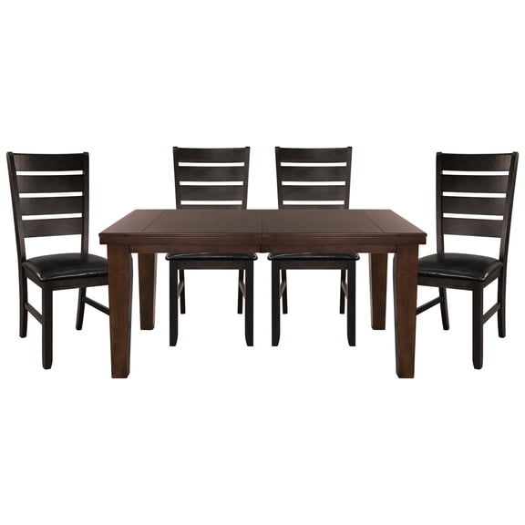 Contemporary 5-Piece Dining Set | For Dining Room with Self-Storing Leaf | Made of Maple and Walnut Veneer | Seats 4 Comfortably