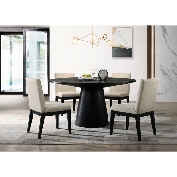 Contemporary 5 - Piece Dining Set in Walnut Color / Natural Wood Grain Variation