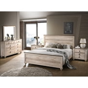 Contemporary 5-piece King-sized Bedroom Set with White Wash Finish for Rustic Urban Chic Bedroom
