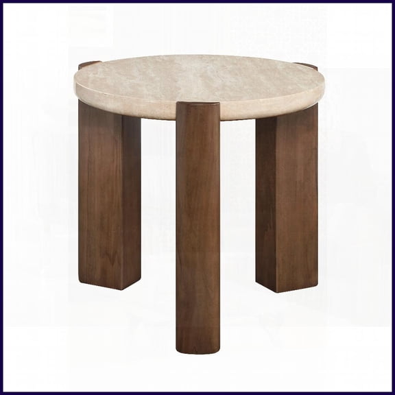 Contemporary 50mm Thick Travertine Top Coffee Table with Dark Oak Veneer Base, 70lbs Capacity