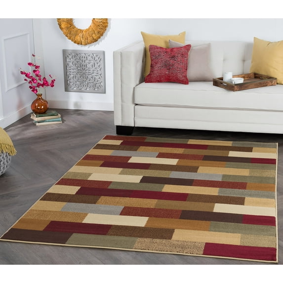 Contemporary 5x7 Area Rug (5' x 7') Abstract Multi-Color Living Room Easy to Clean
