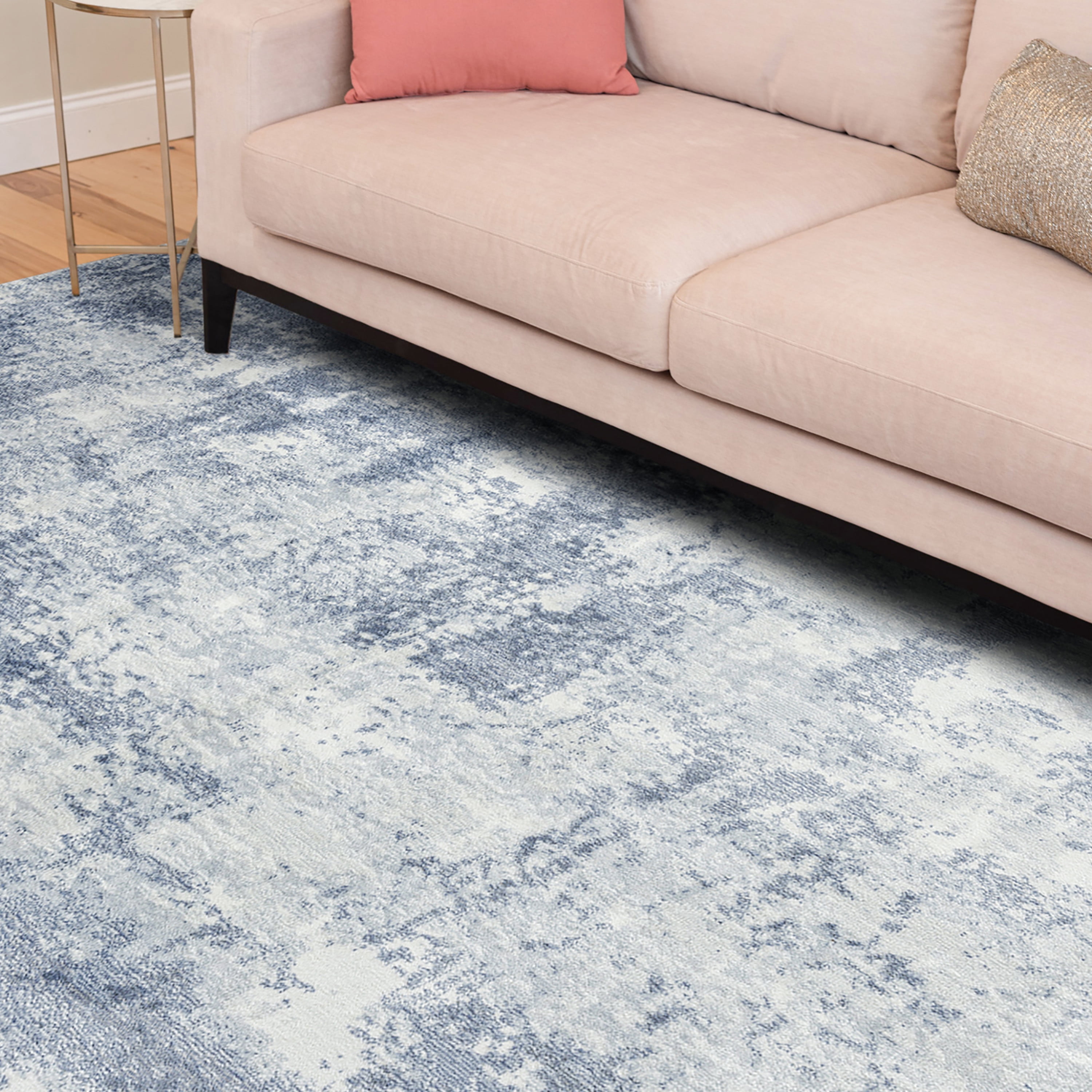 Contemporary 5x8 Area Rug (5'3'' x 7'3'') Abstract Navy, Gray Living