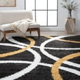 thumbnail image 1 of Contemporary 5x8 Area Rug Shag Thick (5'3'' x 7'3'') Abstract Dark Gray, Gold Living Room Easy to Clean, 1 of 8