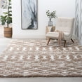 thumbnail image 1 of Contemporary 5x8 Area Rug Shag Thick (5'3'' x 7'3'') Geometric Tan, White Living Room Easy to Clean, 1 of 9