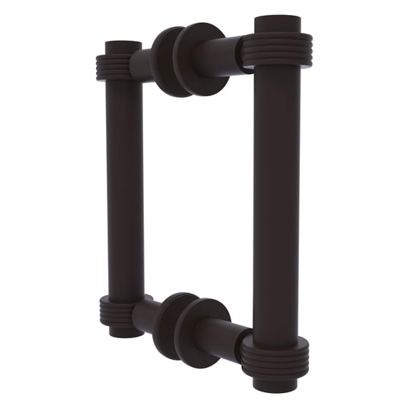 Contemporary 6 Inch Back to Back Shower Door Pull with Grooved Accent