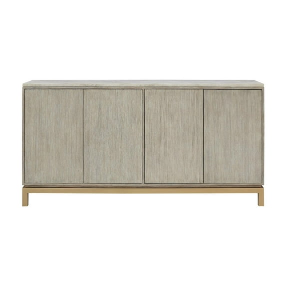 Contemporary 70" Console with doors Fully Assembled Greige Wood