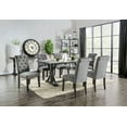 thumbnail image 1 of Contemporary 7pc Dining Set Rect Dining Table 6x Side Chairs Gray Fabric Button Tufted Scroll Back Chair Dining Room Solid wood, 1 of 9