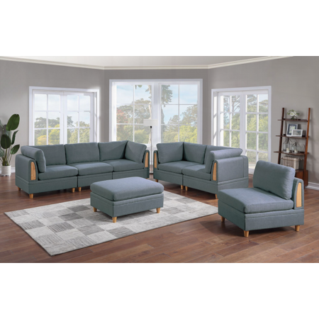 Contemporary 7pc Sectional Sofa Set - Steel Grey Dorris Fabric for US Homes | Walmart