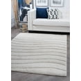 thumbnail image 1 of Contemporary 7x10 Area Rug Shag Thick (6'7'' x 9'6'') Stripe Cream, Cream Living Room Easy to Clean, 1 of 9