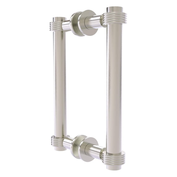 Contemporary 8 Inch Back to Back Shower Door Pull with Grooved Accent