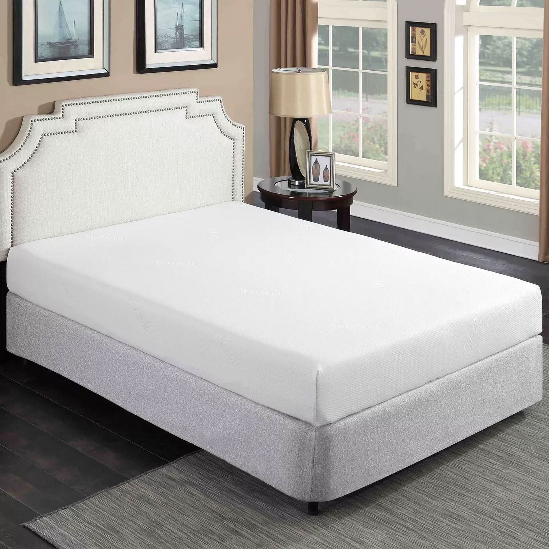 Contemporary 8 in. King Size Gel Memory Foam Mattress in a Box, Cooling Technology, Pressure Relief, White