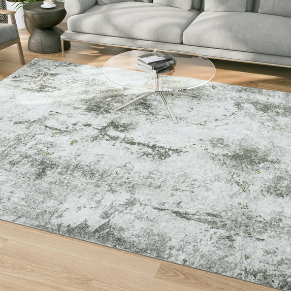 Contemporary 8x10 Area Rug (7'11'' x 10'3'') Abstract Beige, Gray Living Room Easy to Clean