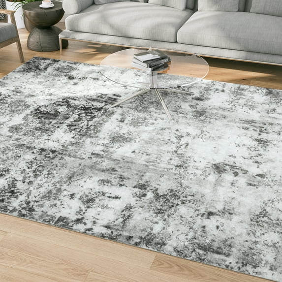 Contemporary 8x10 Area Rug (7'11'' x 10'3'') Abstract Gray Living Room Easy to Clean