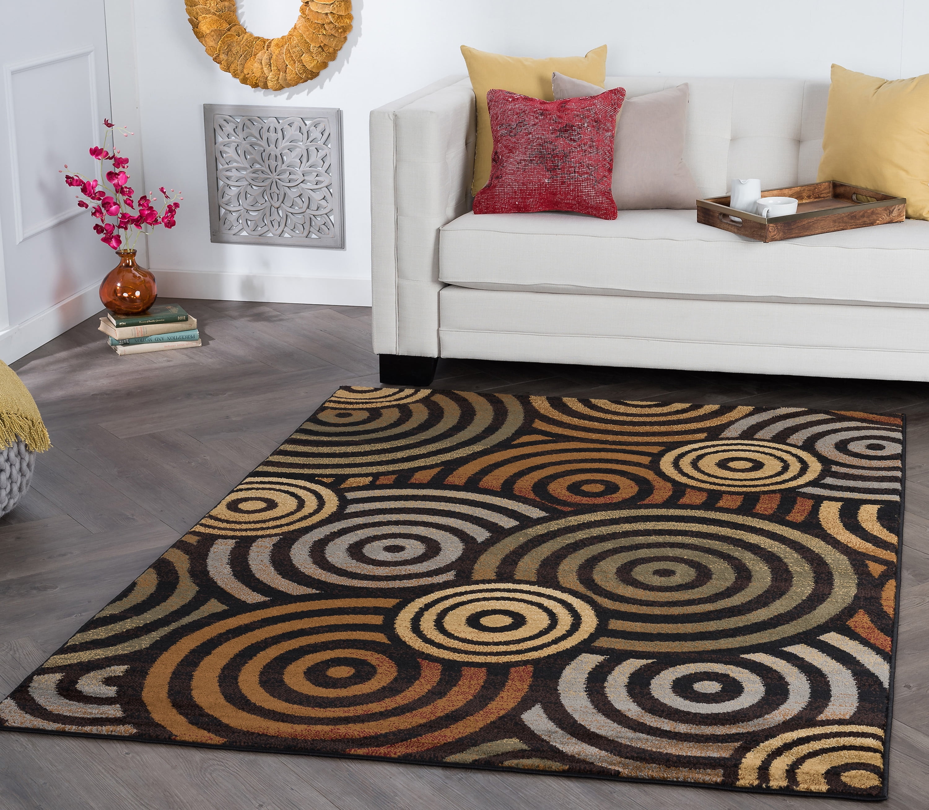 Contemporary 8x10 Area Rug (7'6'' x 9'10'') Geometric Multi-Color Living Room Easy to Clean