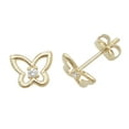 thumbnail image 1 of Contemporary 9k Gold Women Butterfly Themed Earrings with Cubic Zirconia/CZ - 6mm*7mm, 1 of 1