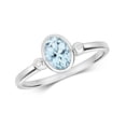 thumbnail image 1 of Contemporary 9k White Gold Women Diamond Ring Brilliant Cut H - PK with Aquamarine, 1 of 1