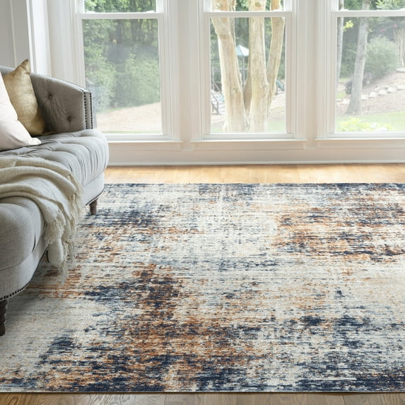 Contemporary 9x12 Area Rug (8'9'' x 11'3'') Abstract Multi, Multi Living Room Easy to Clean