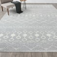 thumbnail image 1 of Contemporary 9x12 Area Rug Shag Thick (8'9'' x 12'2'') Geometric Light Gray, White Living Room Easy to Clean, 1 of 7
