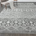 thumbnail image 1 of Contemporary 9x12 Area Rug Shag Thick (8'9'' x 12'2'') Geometric Medium Gray, White Living Room Easy to Clean, 1 of 7