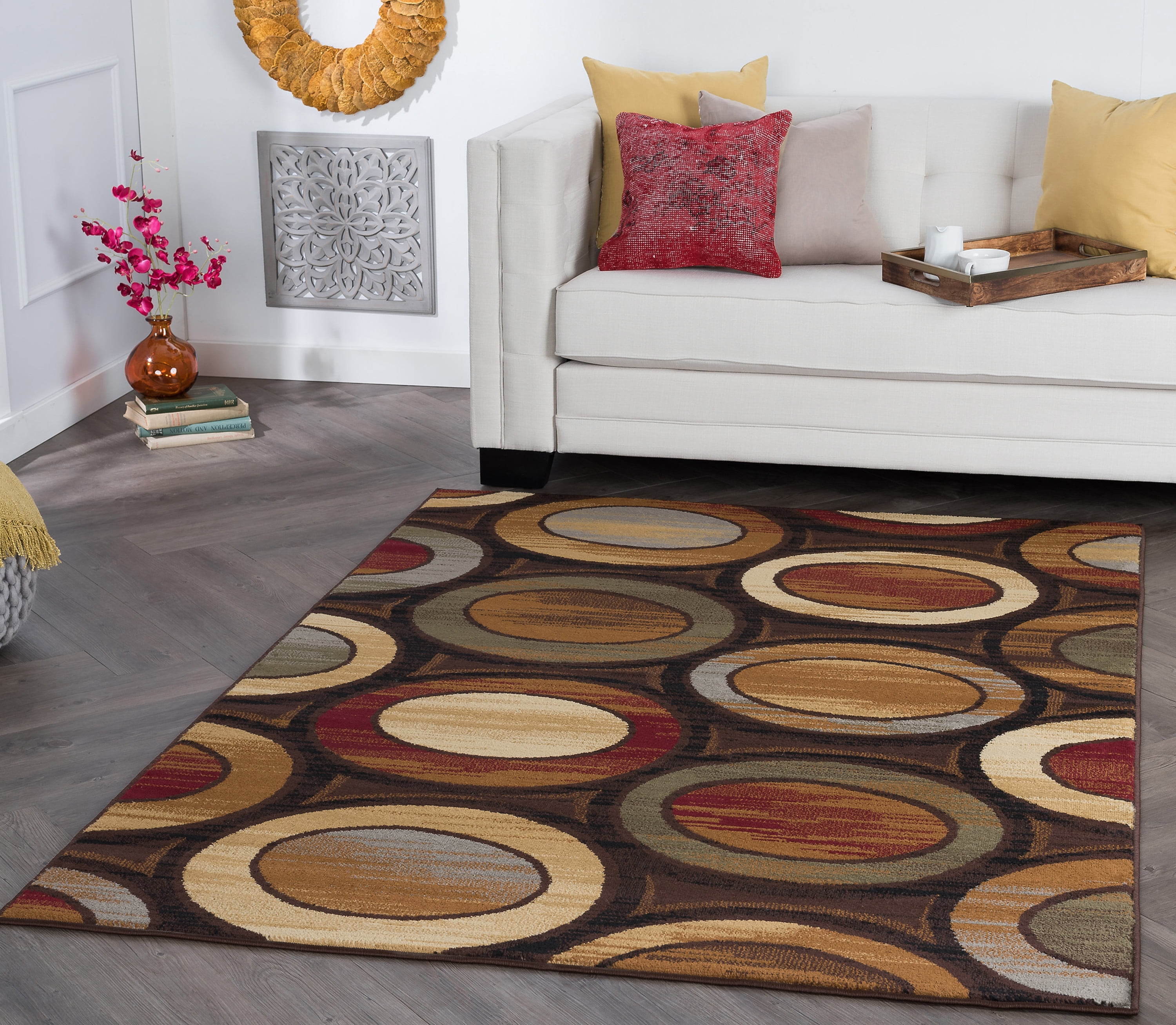 Contemporary 9x13 Area Rug (8'9'' x 12'3'') Geometric Multi-Color Living Room Easy to Clean