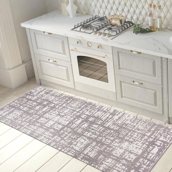 World Rug Gallery Contemporary Abstract Anti Fatigue Kitchen, Laundry Room, Comfort Indoor Mat, Door Mat - Gray 18"x47"
