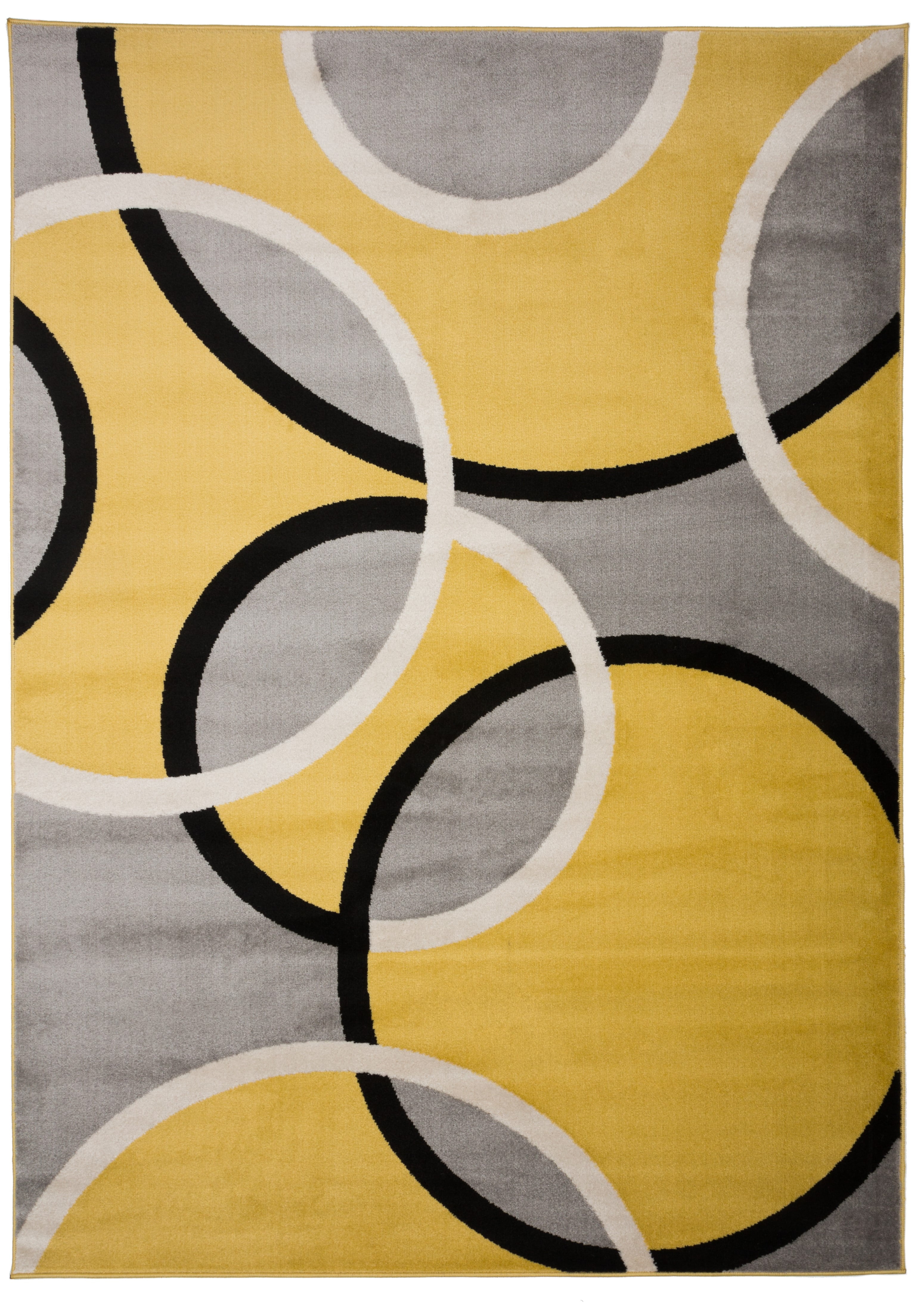 Contemporary Abstract Circles Area Rug 5' 3" x 7' 3" Yellow
