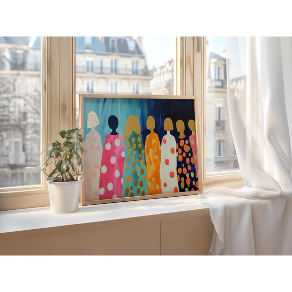 Contemporary Abstract Female Art Print Colorful Fashion Decor Wall Art, Stretched Canvas 12x16in