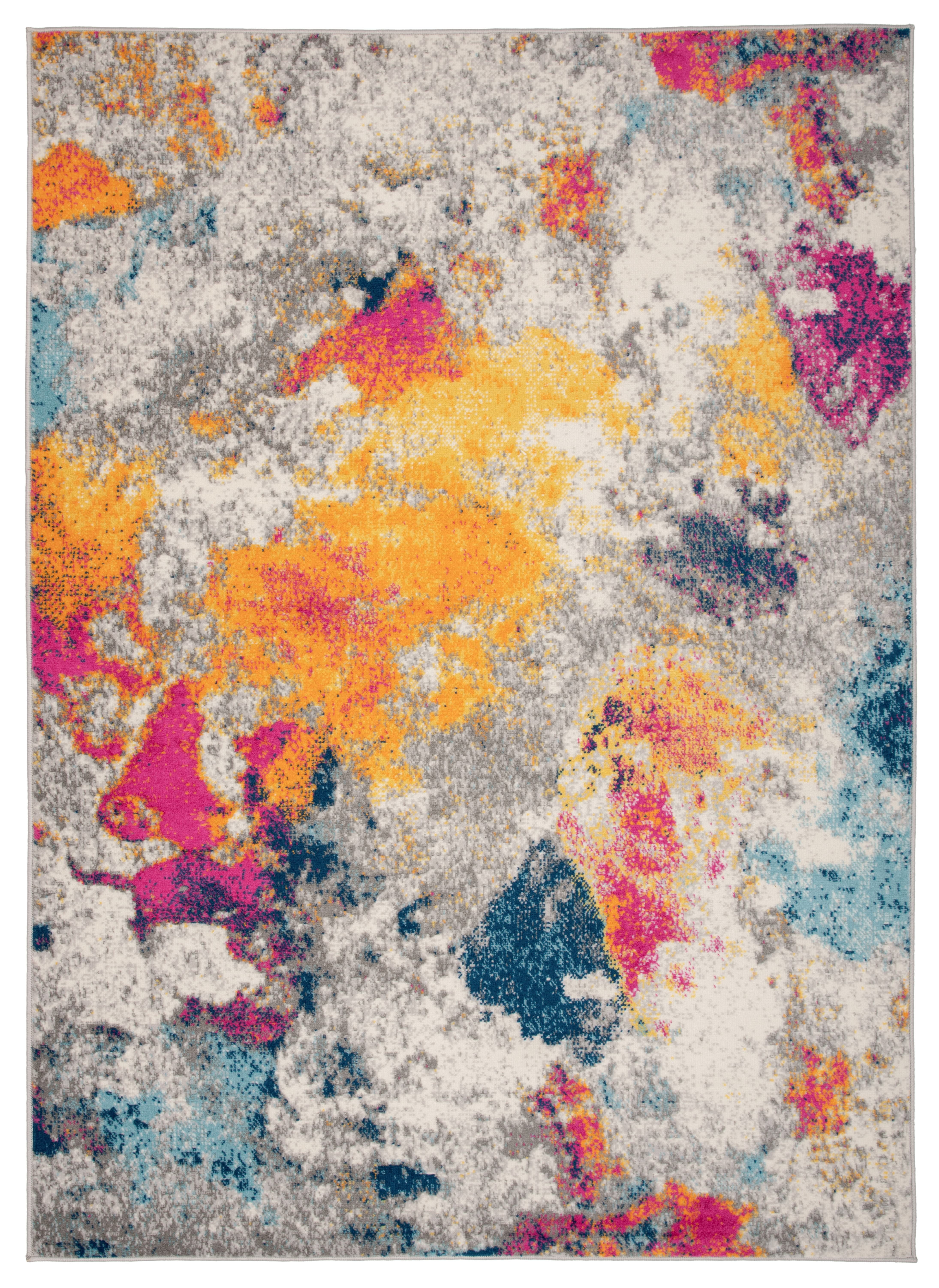 Abstract Blue Synthetic 7'10"x10' Easy Care Area Rug