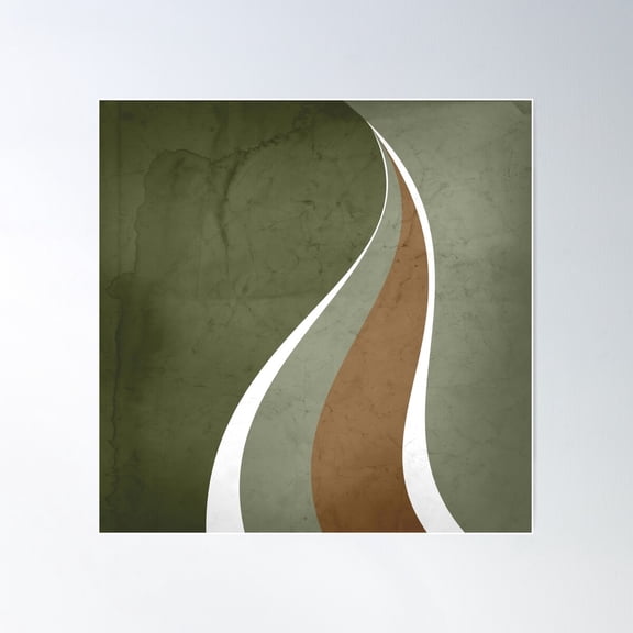 Contemporary Abstract Swerves In Sage Green And Cinnamon Poster Wall Art, Modern Wall Decor For Living Room Bedroom, 30x30 UNFRAMED