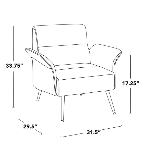 Contemporary Accent Chair in Black Metal and Camel Faux Leather