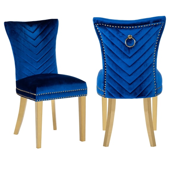 Contemporary Accent Chairs In Blue Velvet With Dazzling Gold Legs For Bedroom Appeal Modern Upholstery And Metal