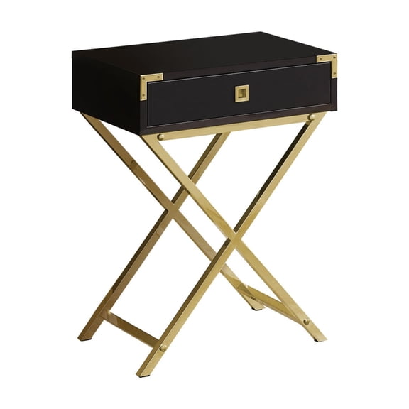 Contemporary Accent Table with Storage & Gold