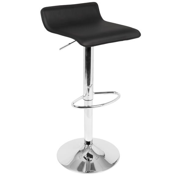 Contemporary Adjustable Bar Set in Chrome Metal, Clear Acrylic with Light Up Tabletop, and Black PVC - 3 Piece