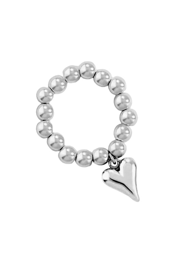 Contemporary Adjustable Heart Pendant Rings with Elastic Handmade Finger Jewelry Fashionable Women's Accessories
