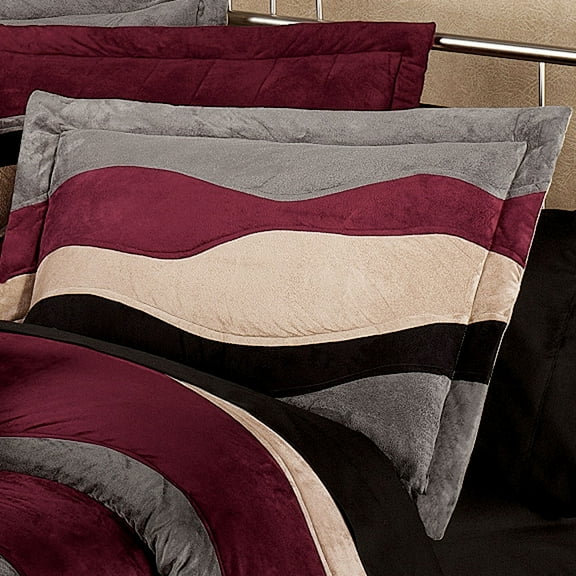 Contemporary Apex Faux Suede Charcoal, Onyx, Claret Flanged Sham Tailored Standard