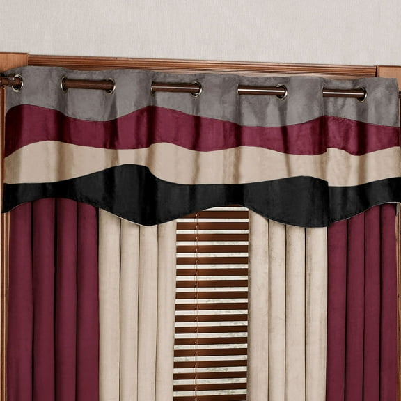 Contemporary Apex Faux Suede Charcoal, Onyx, Claret Window Valance Grommet Wide 78 x 20