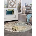 thumbnail image 1 of Contemporary Area Rug (5'3'' Round) Abstract Ivory, Beige Indoor Round Easy to Clean, 1 of 6