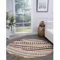 thumbnail image 1 of Contemporary Area Rug (7'10'' Round) Abstract Beige, Red Indoor Round Easy to Clean, 1 of 6