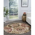 thumbnail image 1 of Contemporary Area Rug (7'10'' Round) Abstract Ivory, Avocado Indoor Round Easy to Clean, 1 of 6