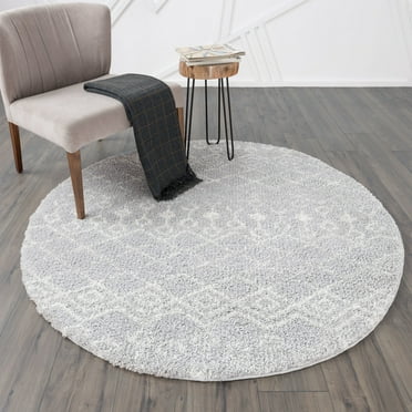 Bliss Rugs Tufted Shag&nbsp; Contemporary Geometric Round Rug for Living Room, Dining Room