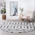 thumbnail image 1 of Contemporary Area Rug Shag Thick (7'10'' Round) Geometric White, Gray Indoor Round Easy to Clean, 1 of 5